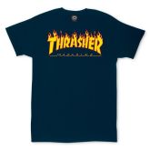 Thrasher Skate Mag Flame Logo Short Sleeve Tee Navy Blue - Blue - Short Sleeve T-Shirt