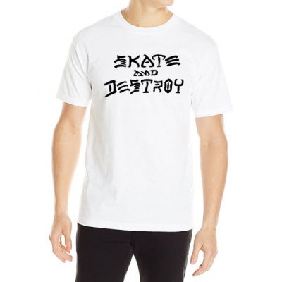 Thrasher Skate Mag Skate & Destroy Short Sleeve Tee White - White - Short Sleeve T-Shirt
