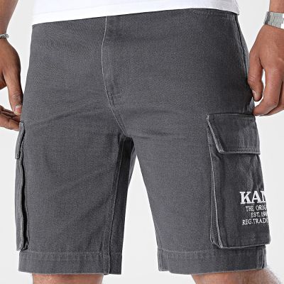 Karl Kani Small Signature Washed Cargo Shorts Anthracite - Grey - Shorts