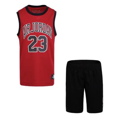 Jordan Boys Muscle Tank And Shorts 2PC Set Black - Red - set