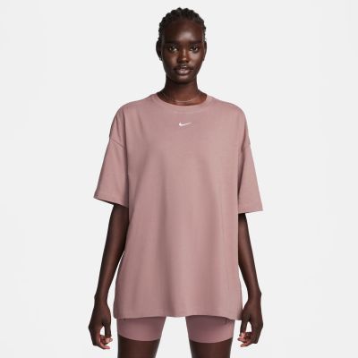 Nike Sportswear Essential Wmns Oversized Tee Somkey Mauve - Brown - Short Sleeve T-Shirt
