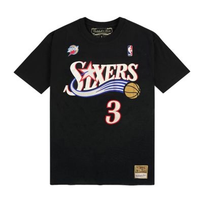 Mitchell & Ness NBA Allen Iverson Philadelphia 76ers Tee - Black - Short Sleeve T-Shirt