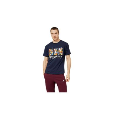 New Balance Hoops Abstract Graphic T-Shirt - Blue - Short Sleeve T-Shirt