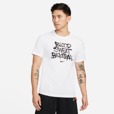 Nike Dri-FIT "Blood, Sweat, Basketball" Tee - White - Short Sleeve T-Shirt