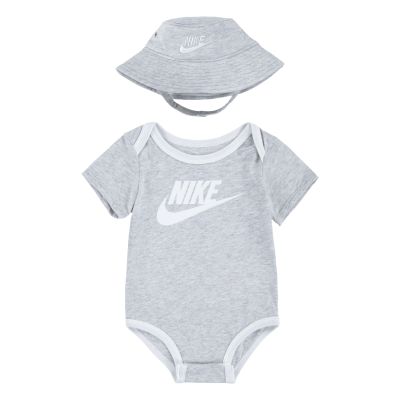 Nike Infant Core Bucket Hat & Bodysuit 2pc Set Heather Grey - Grey - set
